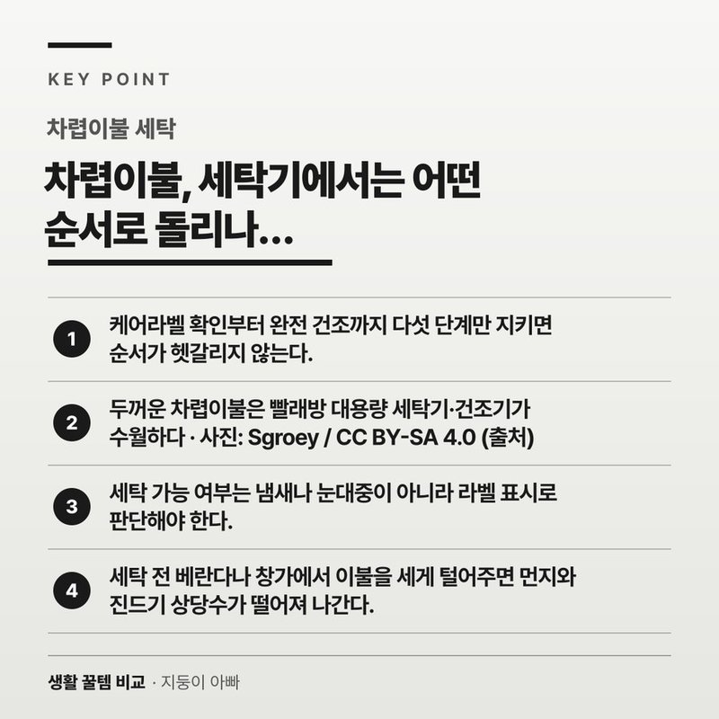 차렵이불, 세탁기에서는 어떤 순서로 돌리나요?